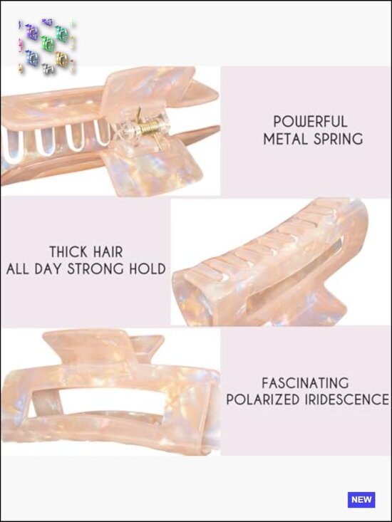 Large Acrylic Hair Claw Clips Set of 2 Non-Slip Teeth for Thick Thin Hair main image 5